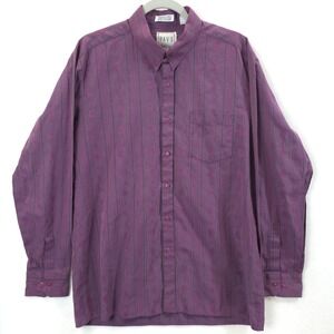 Vintage Pavo Shirt Mens L Purple Rayon Blend Jacquard 90s Retro Artsy Eclectic